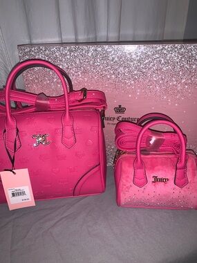 🆕-FREE LOVE MOMMY AND ME SATCHEL SET IN DIAMOND PINK BY JUICY COUTURE